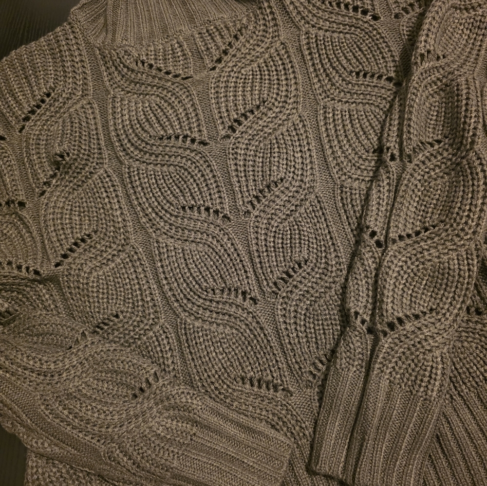 Pink Rose Brown Textured Cardigan Sweater